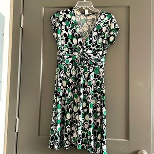 Green-white printed dress